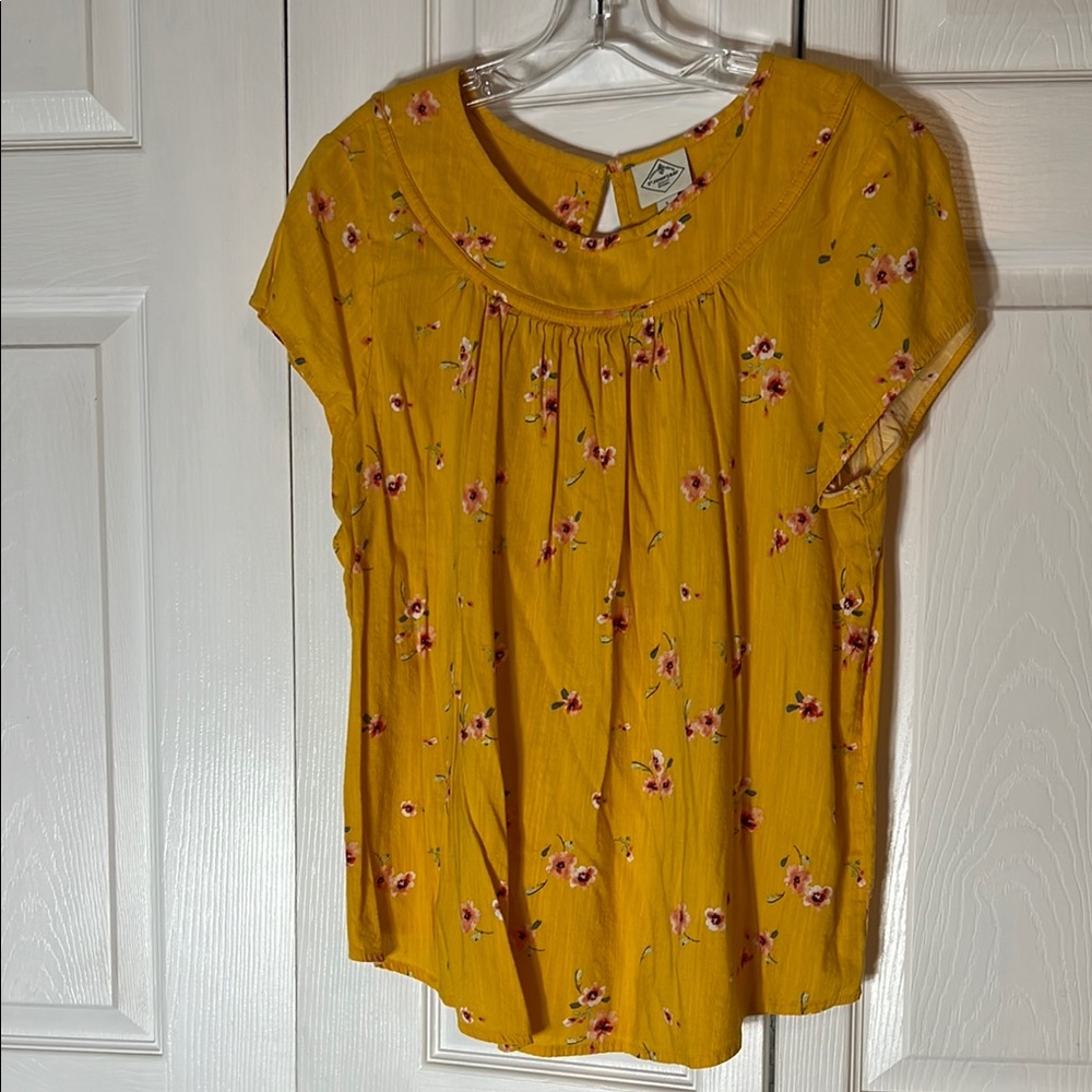 St. John's Bay Mustard Floral Blouse